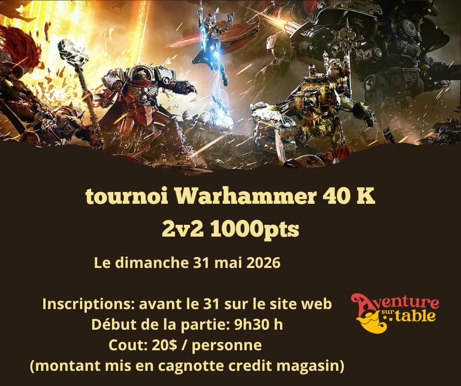 Tournoi 40k 2v2 1000pts 31 mai 1 Tournoi Warhammer 40 K 3
